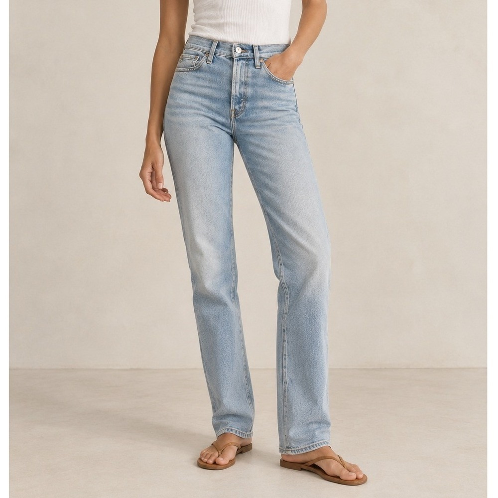 AG Adriano Goldschmied Womens AG-ED Denim High Rise Straight Jeans Light Blue 27